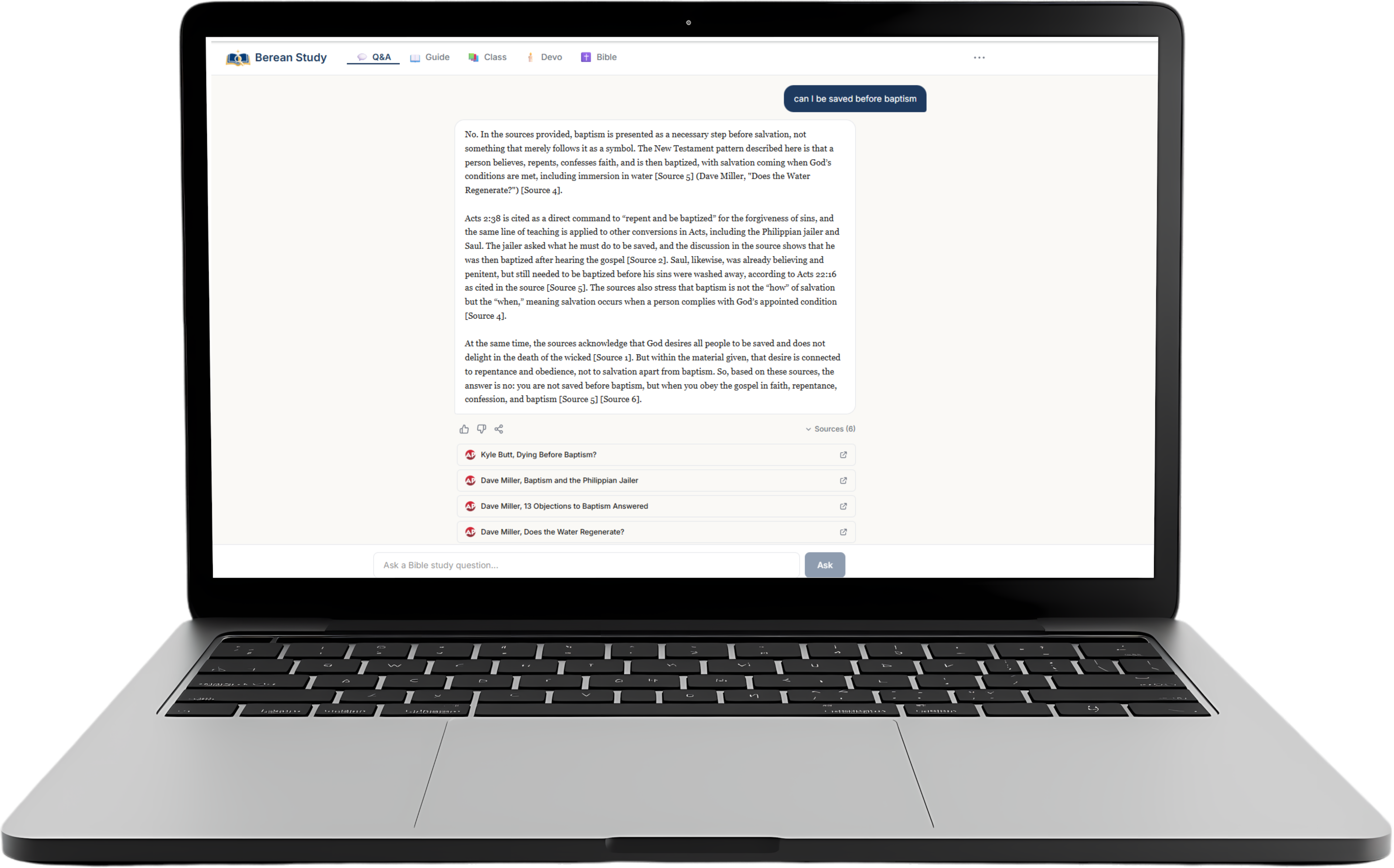 Berean Study on laptop